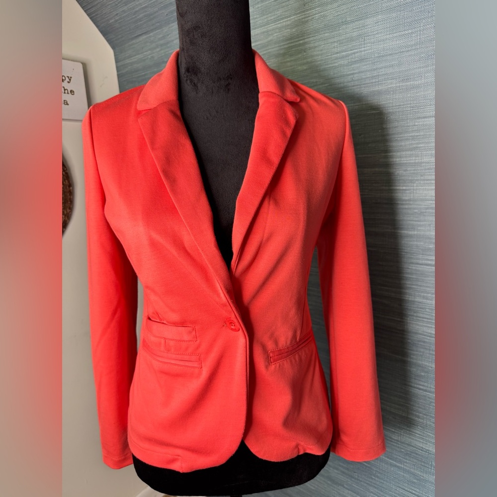 Tommy girl knit blazer jacket coral notch lapel pocket cutin academia Y2K Sm
